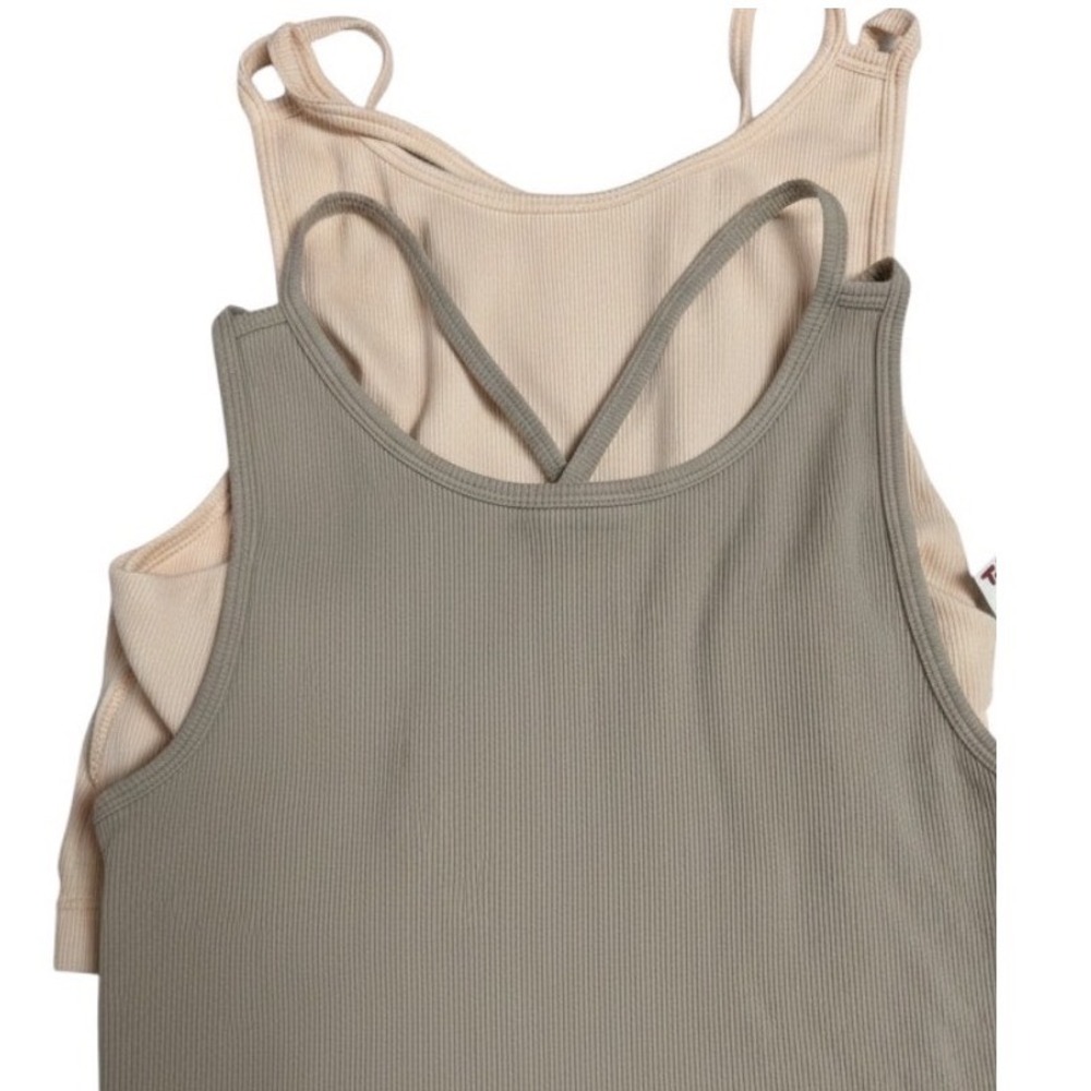 Pro-Fit Sportswear Seamless Ribbed Sports Bra 2 Pack Lot Peach Tan XL NWT